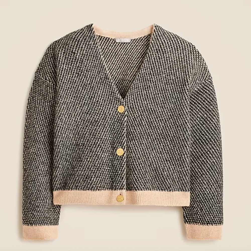 J Crew Jacquard V Neck Lady Jacket Cardigan Sweater NWT